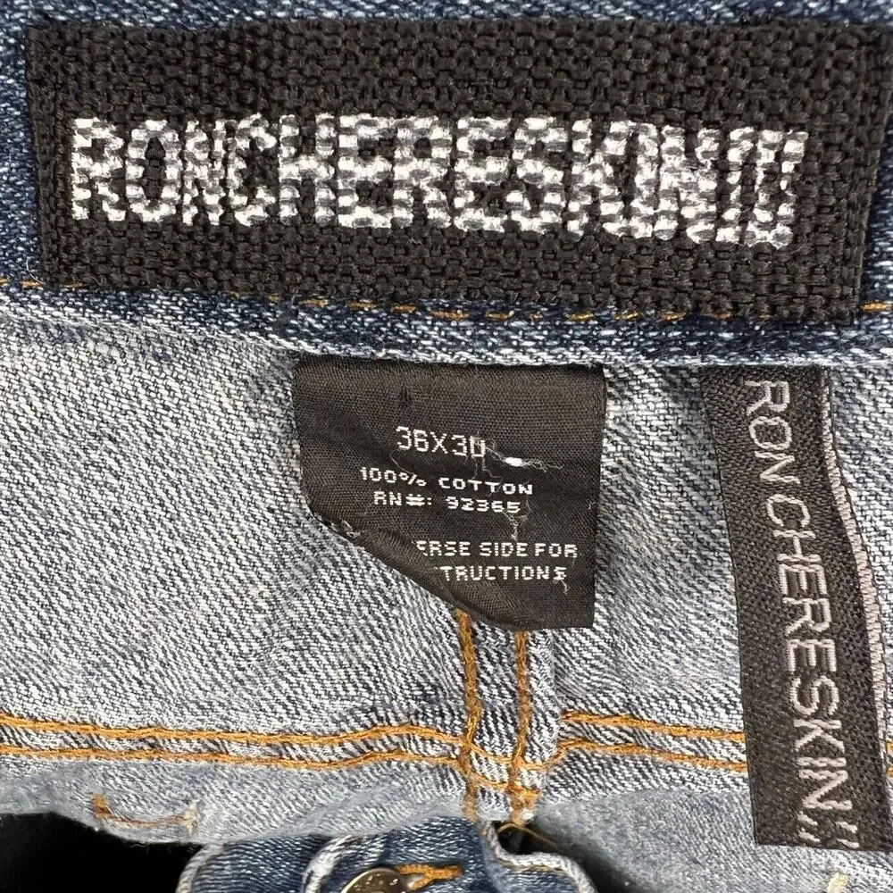 Ron Chereskin Mens Regular Fit Blue Denim Jeans 35x25 High Rise Classic Casual